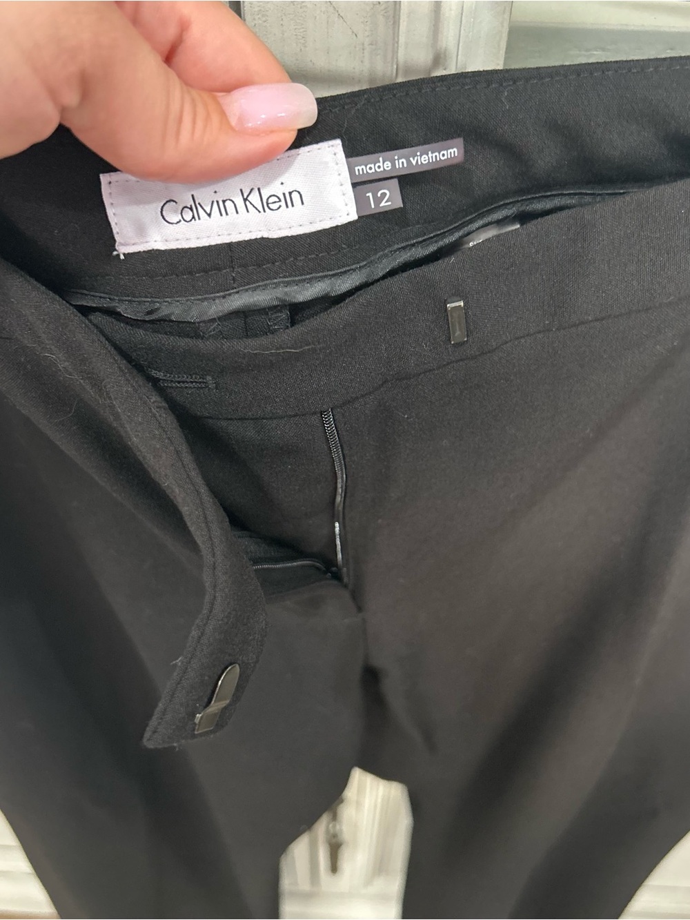 Calvin Klein Black Dress Pants Women’s Size 12 Career Office Stretch Trousers - Picture 3 of 8